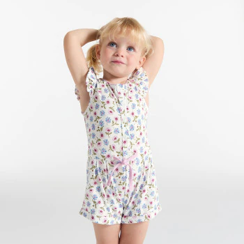 Baby girl's lightweight green printed playsuit